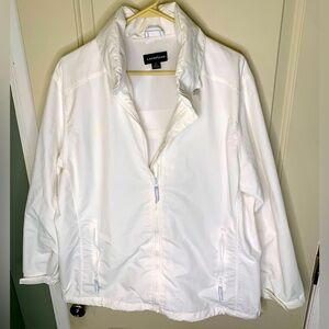 LANDS’ END Windbreaker White Duckbill Hood Nylon Jacket Size XL (18-20)